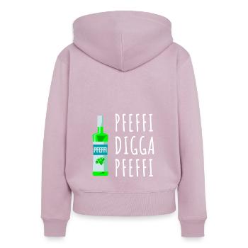 Pfefferminz Likör Pfeffi Vatertag Sauf - Frauen Premium Bio Zip Hoodie - Altrosa - Hinten - Julia (174cm)