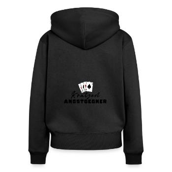 Kratzen Angstgegner - Frauen Premium Bio Zip Hoodie - Schwarz - Hinten - Julia (174cm)