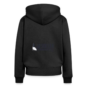 Besoffen hoch wer Flasche ist Saufen - Frauen Premium Bio Zip Hoodie - Schwarz - Hinten - Julia (174cm)