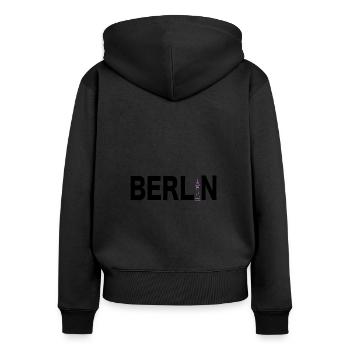 Berlin Souvenir Deutschland Geschenk Skyline - Frauen Premium Bio Zip Hoodie - Schwarz - Hinten - Julia (174cm)