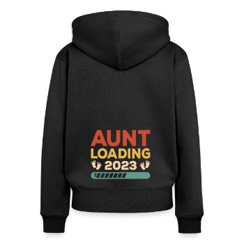 Aunt Loading 2023 Tante Nichte Neffe Geburt - Frauen Premium Bio Zip Hoodie - Schwarz - Hinten - Julia (174cm)