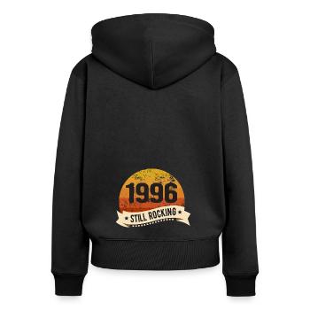 1996 Encore rocking Anniversaire Naissance Année de naissance - Sweat à capuche zippé Premium bio Femme - noir - Dos - Julia (174cm)