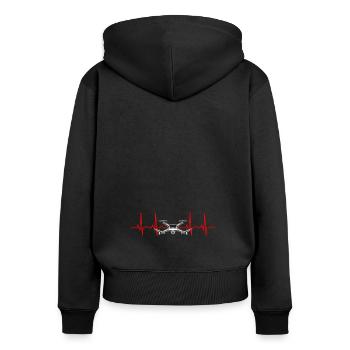 Herzschlag Drohne Drohnen - Frauen Premium Bio Zip Hoodie - Schwarz - Hinten - Julia (174cm)