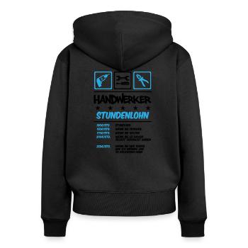 Handwerker Stundenlohn - Frauen Premium Bio Zip Hoodie - Schwarz - Hinten - Julia (174cm)