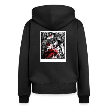horreur 1 - Sweat à capuche zippé Premium bio Femme - noir - Dos - Julia (174cm)