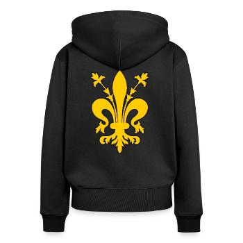 Fleur de Lys - Sweat à capuche zippé Premium bio Femme - noir - Dos - Julia (174cm)