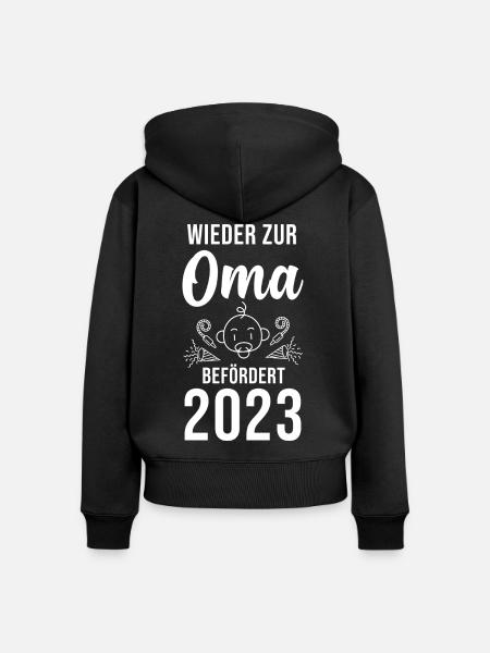 Großmutter 2023 Schwanger Werdende Oma - Frauen Premium Bio Zip Hoodie - Schwarz