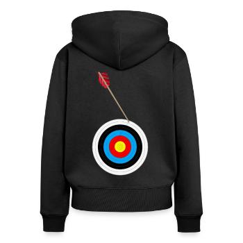 Flèche sur la cible - Sweat à capuche zippé Premium bio Femme - noir - Dos - Julia (174cm)