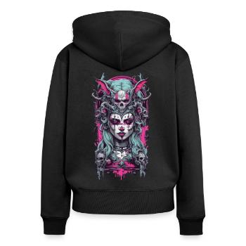 Gothique sorcière démon E-Girl occulte Magic Design - Sweat à capuche zippé Premium bio Femme - noir - Dos - Julia (174cm)