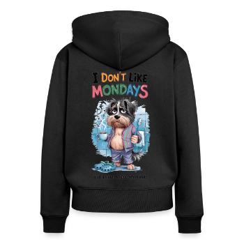 Monday grouches with a belly to rub - Women's Premium Organic Zip Hoodie - black - Back - Julia (174cm)