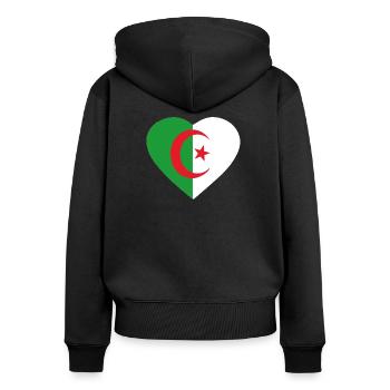 Algérie 2022 - Sweat à capuche zippé Premium bio Femme - noir - Dos - Julia (174cm)