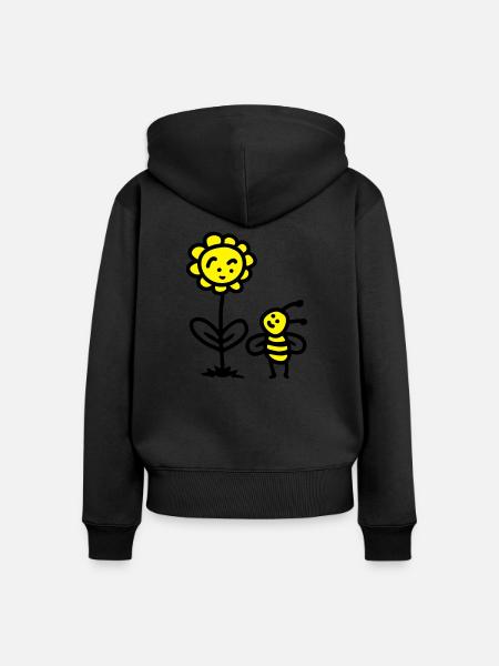 Biene Blume - Frauen Premium Bio Zip Hoodie - Schwarz