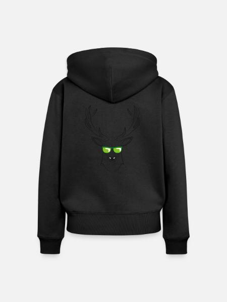 cool deer - Frauen Premium Bio Zip Hoodie - Schwarz