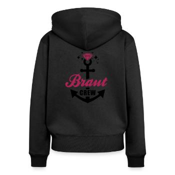 JGA T-Shirt - Team Braut - Braut Crew - Braut - Frauen Premium Bio Zip Hoodie - Schwarz - Hinten - Julia (174cm)