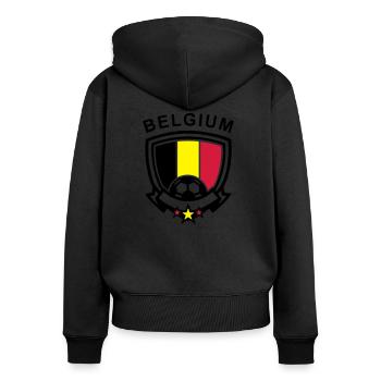 Fußball Emblem (Belgium) - Frauen Premium Bio Zip Hoodie - Schwarz - Hinten - Julia (174cm)