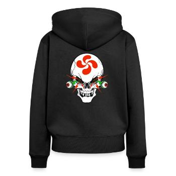 basque skull - Sweat à capuche zippé Premium bio Femme - noir - Dos - Julia (174cm)