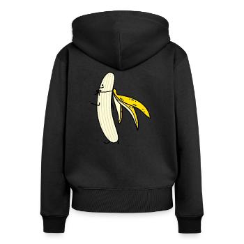 Banana Hero (a) - Women's Premium Organic Zip Hoodie - black - Back - Julia (174cm)