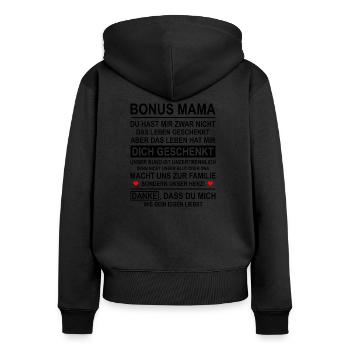 Bonus Mama Danke Stiefmutter - Frauen Premium Bio Zip Hoodie - Schwarz - Hinten - Julia (174cm)