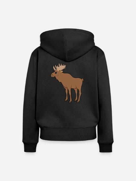 Elch - Frauen Premium Bio Zip Hoodie - Schwarz