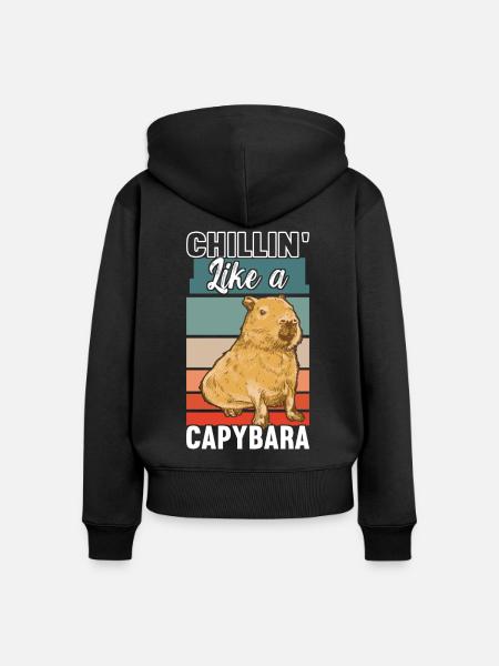 Capybara Lover - Frauen Premium Bio Zip Hoodie - Schwarz