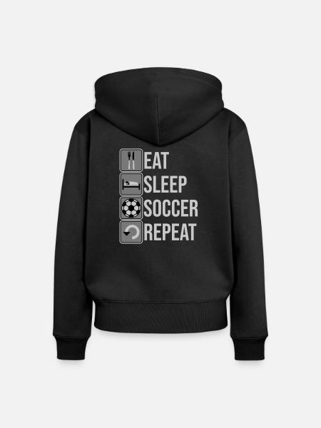 Eat Sleep Soccer Repeat - Frauen Premium Bio Zip Hoodie - Schwarz