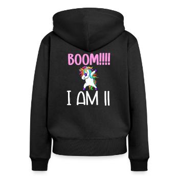 Dabbing birthday unicorn for kid 11 years old girl - Sweat à capuche zippé Premium bio Femme - noir - Dos - Julia (174cm)