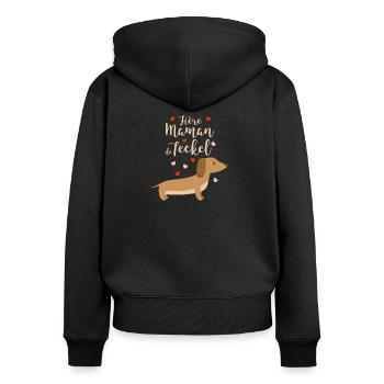 Fiere maman de teckel Dachshund Mama Gift - Women's Premium Organic Zip Hoodie - black - Back - Julia (174cm)
