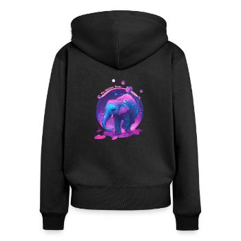 The Wildlife Kings - The Elephant Bubble - Frauen Premium Bio Zip Hoodie - Schwarz - Hinten - Julia (174cm)