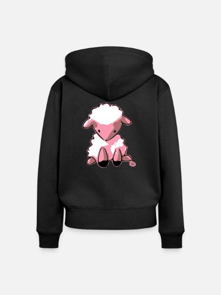 Milo das kleine Schaf - Frauen Premium Bio Zip Hoodie - Schwarz