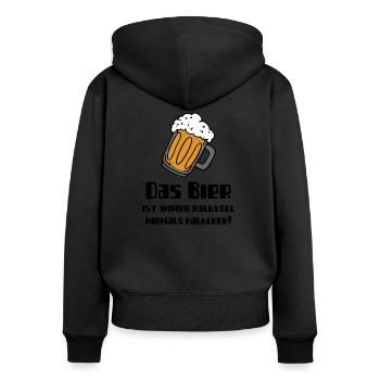 Das Bier ist immer Halbvoll-Partyspruch-Mallorca - Frauen Premium Bio Zip Hoodie - Schwarz - Hinten - Julia (174cm)