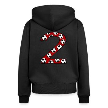 2nd Birthday Football Red - Women's Premium Organic Zip Hoodie - black - Back - Julia (174cm)