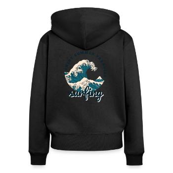 Surf - Sweat à capuche zippé Premium bio Femme - noir - Dos - Julia (174cm)