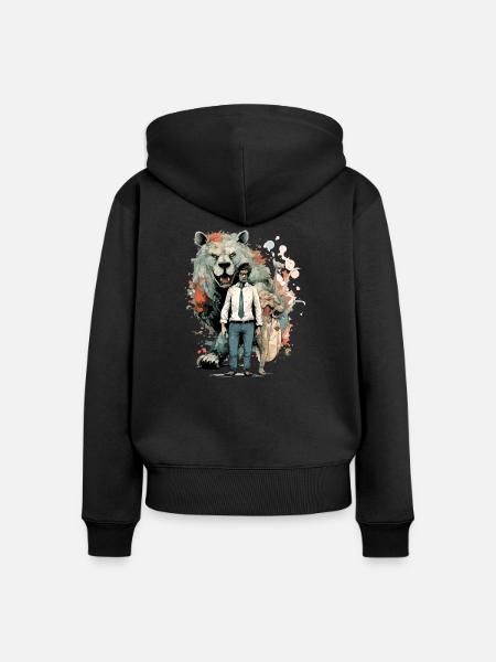 Die Seele des Tieres - Frauen Premium Bio Zip Hoodie - Schwarz