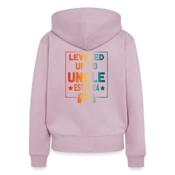 First Time Uncle leveled up to uncle Est 2024 - Sweat à capuche zippé Premium bio Femme - rose poudré - Dos - Julia (174cm)