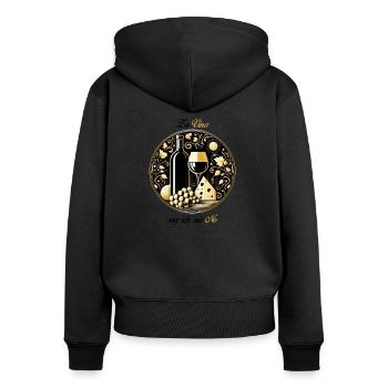Zu Vino sag ich nie No - Frauen Premium Bio Zip Hoodie - Schwarz - Hinten - Julia (174cm)