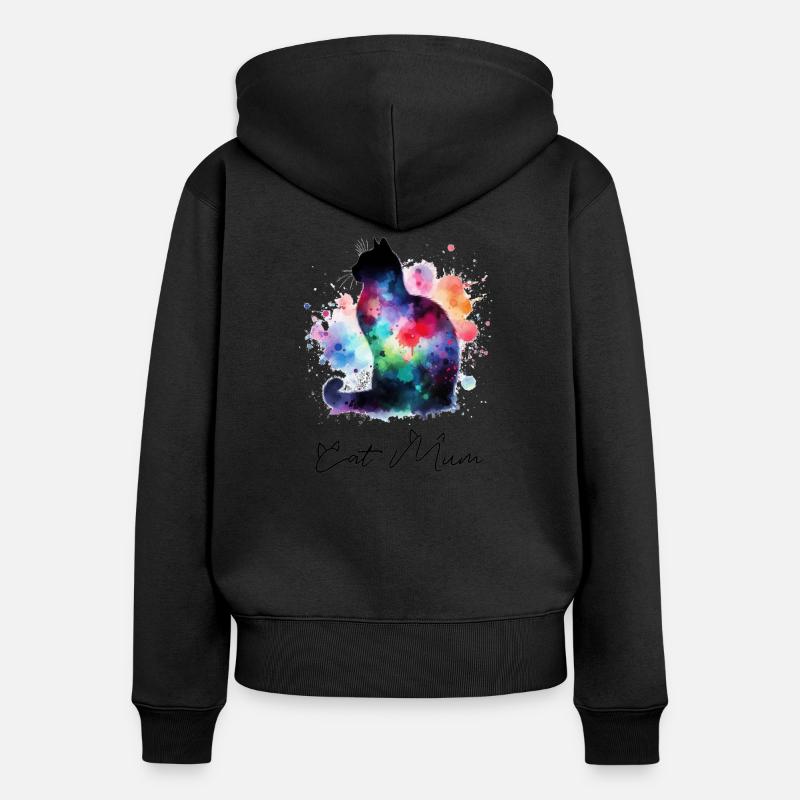 Chat Maman Chats Maman - Sweat à capuche zippé Premium bio Femme - noir