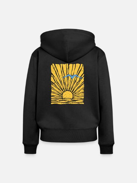 Sonne - Frauen Premium Bio Zip Hoodie - Schwarz