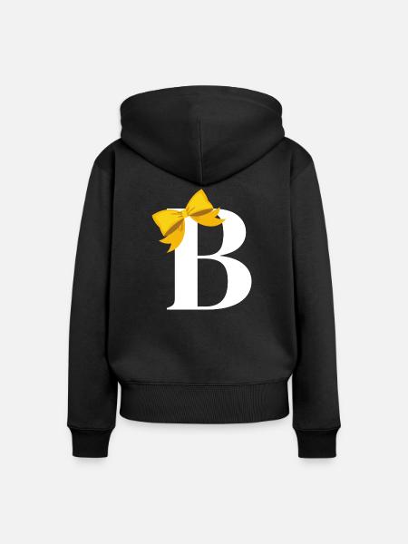 Buchstabe b gelbe Schleife - Frauen Premium Bio Zip Hoodie - Schwarz