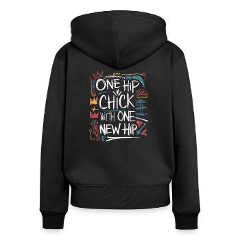 Cool and strong with a new hip - Women's Premium Organic Zip Hoodie - black - Back - Julia (174cm)