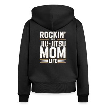 Un design cool pour les mamans de jiu-jitsu - Sweat à capuche zippé Premium bio Femme - noir - Dos - Julia (174cm)