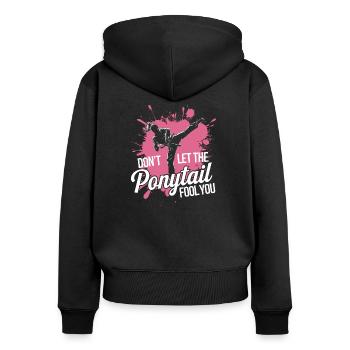 Karate with Determination - Women's Premium Organic Zip Hoodie - black - Back - Julia (174cm)