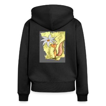 Genieße jeden Augenblick! - Frauen Premium Bio Zip Hoodie - Schwarz - Hinten - Julia (174cm)
