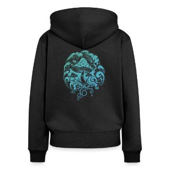 Champignon Octopus Octopus - Sweat à capuche zippé Premium bio Femme - noir - Dos - Julia (174cm)