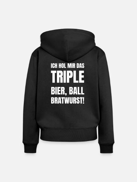 Bier, Ball, Bratwurst. - Frauen Premium Bio Zip Hoodie - Schwarz