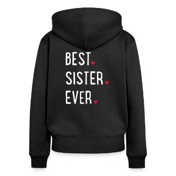 Meilleure sœur du monde - Sweat à capuche zippé Premium bio Femme - noir - Dos - Julia (174cm)