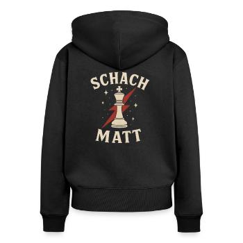 Schach Matt - Frauen Premium Bio Zip Hoodie - Schwarz - Hinten - Julia (174cm)