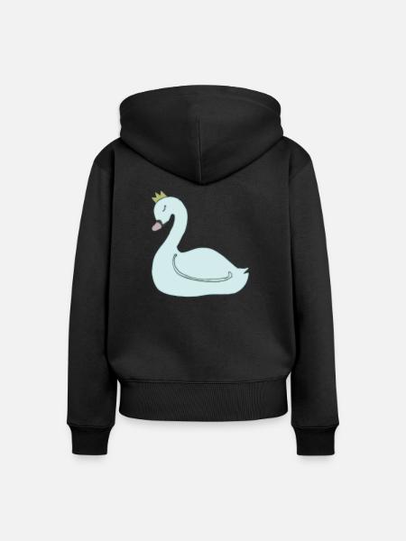 schwan hellblau - Frauen Premium Bio Zip Hoodie - Schwarz