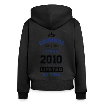 Anniversaire de l’édition limitée 2010 - Sweat à capuche zippé Premium bio Femme - noir - Dos - Julia (174cm)