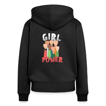 Girl Power Great Feminist - Frauen Premium Bio Zip Hoodie - Schwarz - Hinten - Julia (174cm)