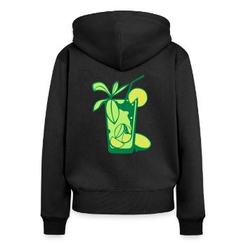 Glas mojito Alkohol Stroh Puck citr - Frauen Premium Bio Zip Hoodie - Schwarz - Hinten - Julia (174cm)
